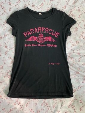 Y2k shirt, 
black & pink Pararescue